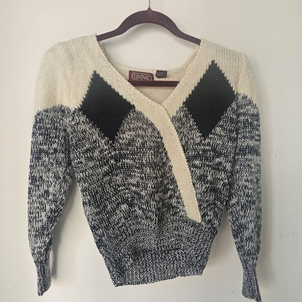 Women's Black and White Sweater